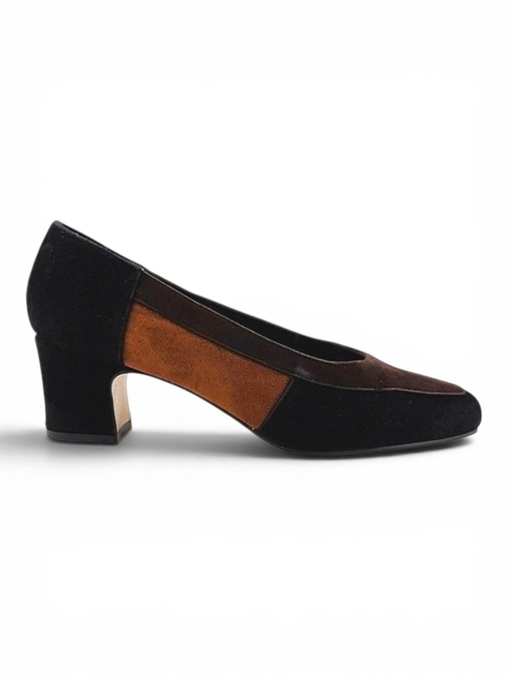 Tender Tootsies Women's Black Tan Pilar 2 Colourblock Heeled Pump 6W